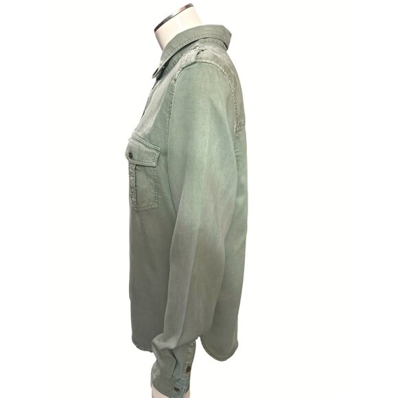 American Eagle Outfitters Boyfriend Fit Button Up Shirt Medium Green Long Sleeve - Picture 2 of 11